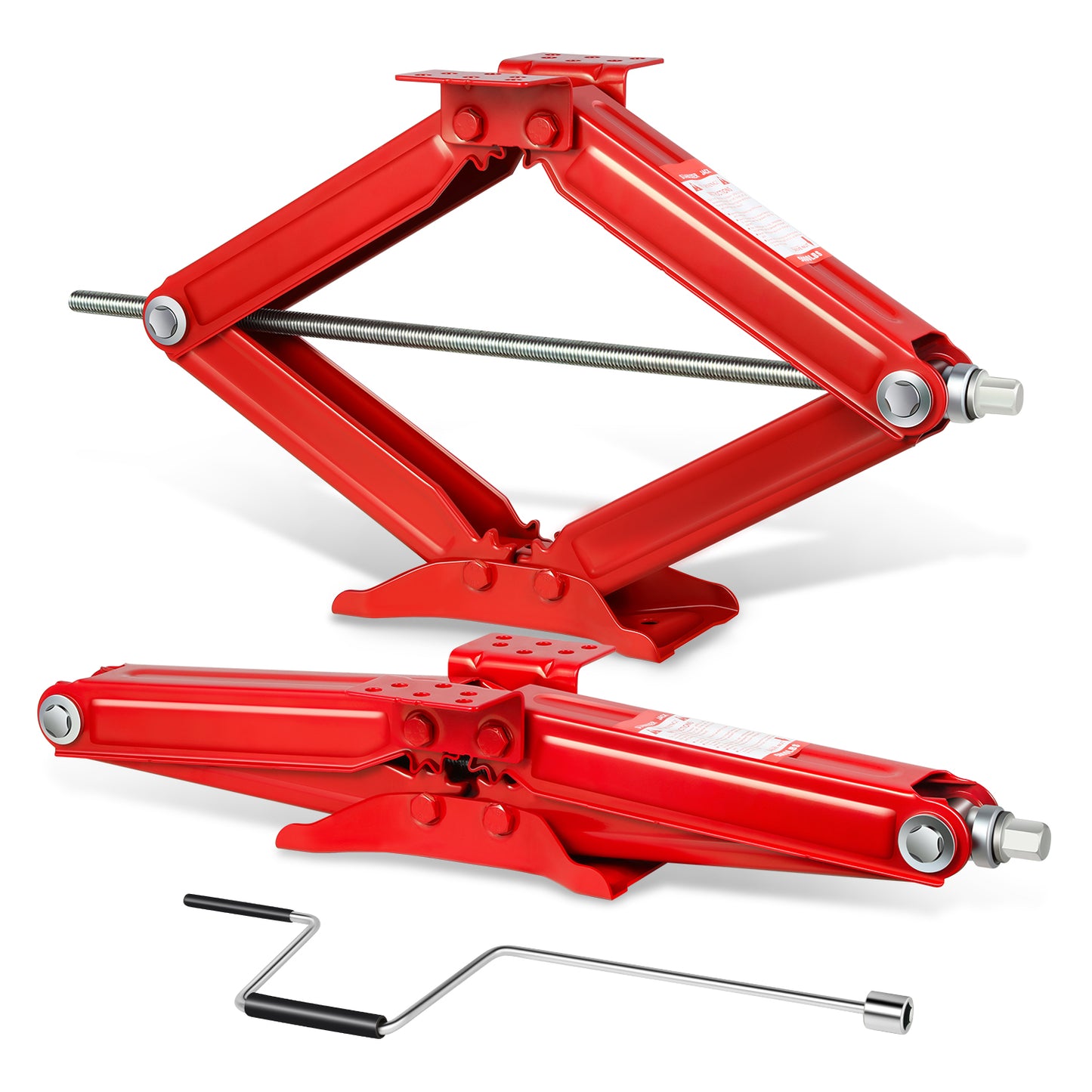 HERRAMIENTAS SCISSOR JACK KIT - 2PCS - 24" - 5000LBS - RED - FOR RV STABLIZING AND LEVELING PURPOSE ONLY, NEVER USE FOR LIFTING, CHANGING TIRES OR SUPPORTING WEIGHT OF ANY VEHICLES