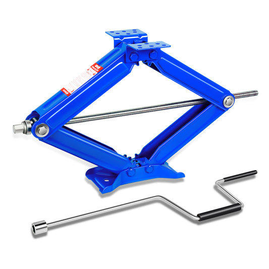 HERRAMIENTAS SCISSOR JACK KIT - 2PCS - 24" - 5000LBS - BLUE - FOR RV STABLIZING AND LEVELING PURPOSE ONLY, NEVER USE FOR LIFTING, CHANGING TIRES OR SUPPORTING WEIGHT OF ANY VEHICLES