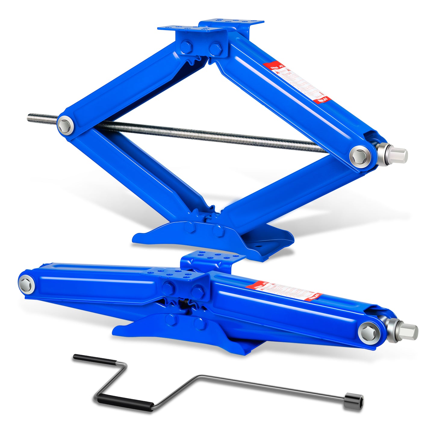 HERRAMIENTAS SCISSOR JACK KIT - 2PCS - 24" - 5000LBS - BLUE - FOR RV STABLIZING AND LEVELING PURPOSE ONLY, NEVER USE FOR LIFTING, CHANGING TIRES OR SUPPORTING WEIGHT OF ANY VEHICLES