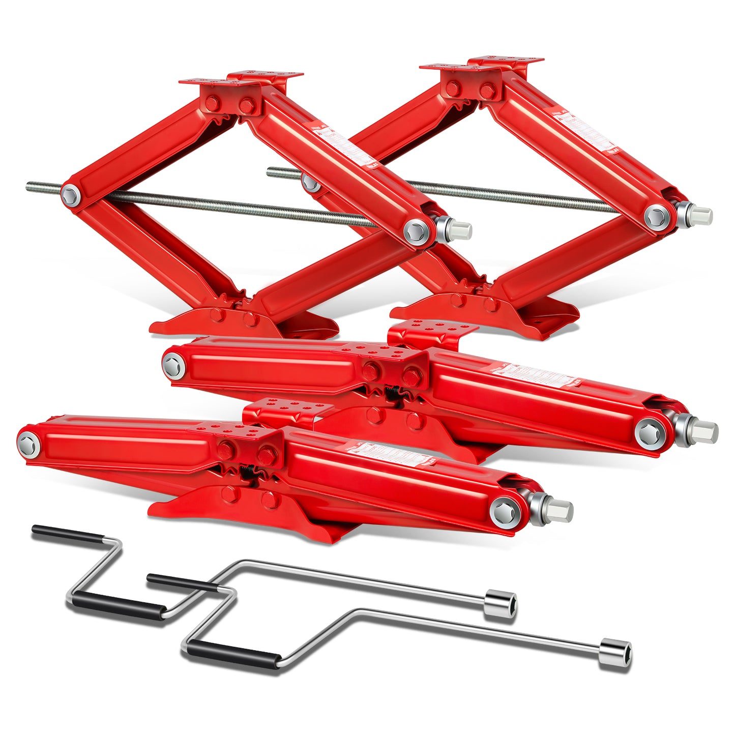 HERRAMIENTAS SCISSOR JACK KIT - 4PCS - 24" 5000LBS - RED - FOR RV STABLIZING AND LEVELING PURPOSE ONLY, NEVER USE FOR LIFTING, CHANGING TIRES OR SUPPORTING WEIGHT OF ANY VEHICLES