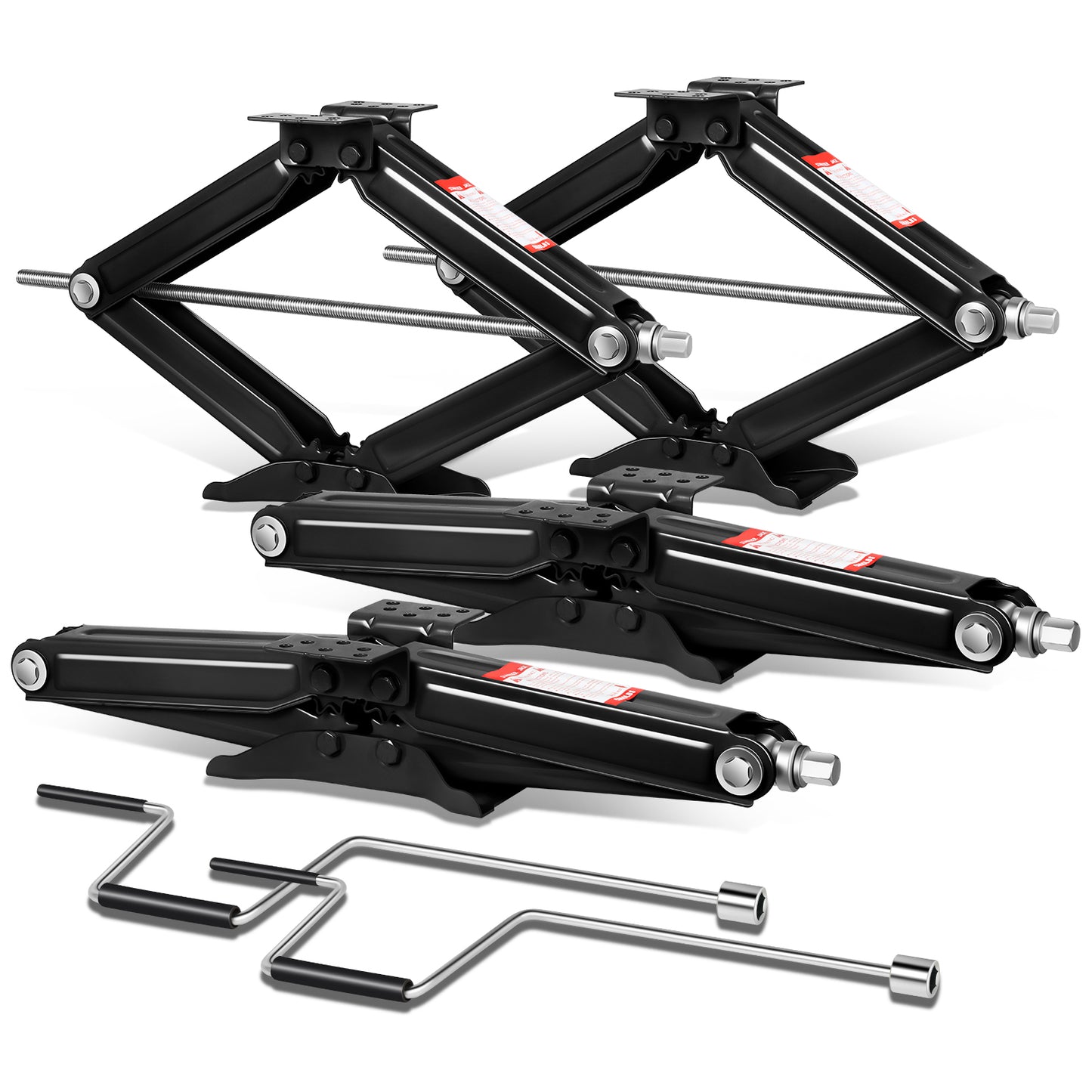 HERRAMIENTAS SCISSOR JACK KIT - 4PCS - 24" 5000LBS - BLACK - FOR RV STABLIZING AND LEVELING PURPOSE ONLY, NEVER USE FOR LIFTING, CHANGING TIRES OR SUPPORTING WEIGHT OF ANY VEHICLES