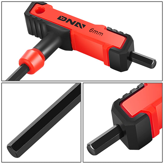 HERRAMIENTAS COLOR T-TYPE HEX KEY SET WITH FLAT HEAD - SIZE 2-10MM - RED - 8PCS PLASTIC BOX