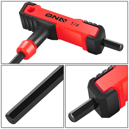 HERRAMIENTAS COLOR T-TYPE HEX KEY SET WITH FLAT HEAD - SIZE:5/32"-3/8" - RED - 8PCS PLASTIC BOX