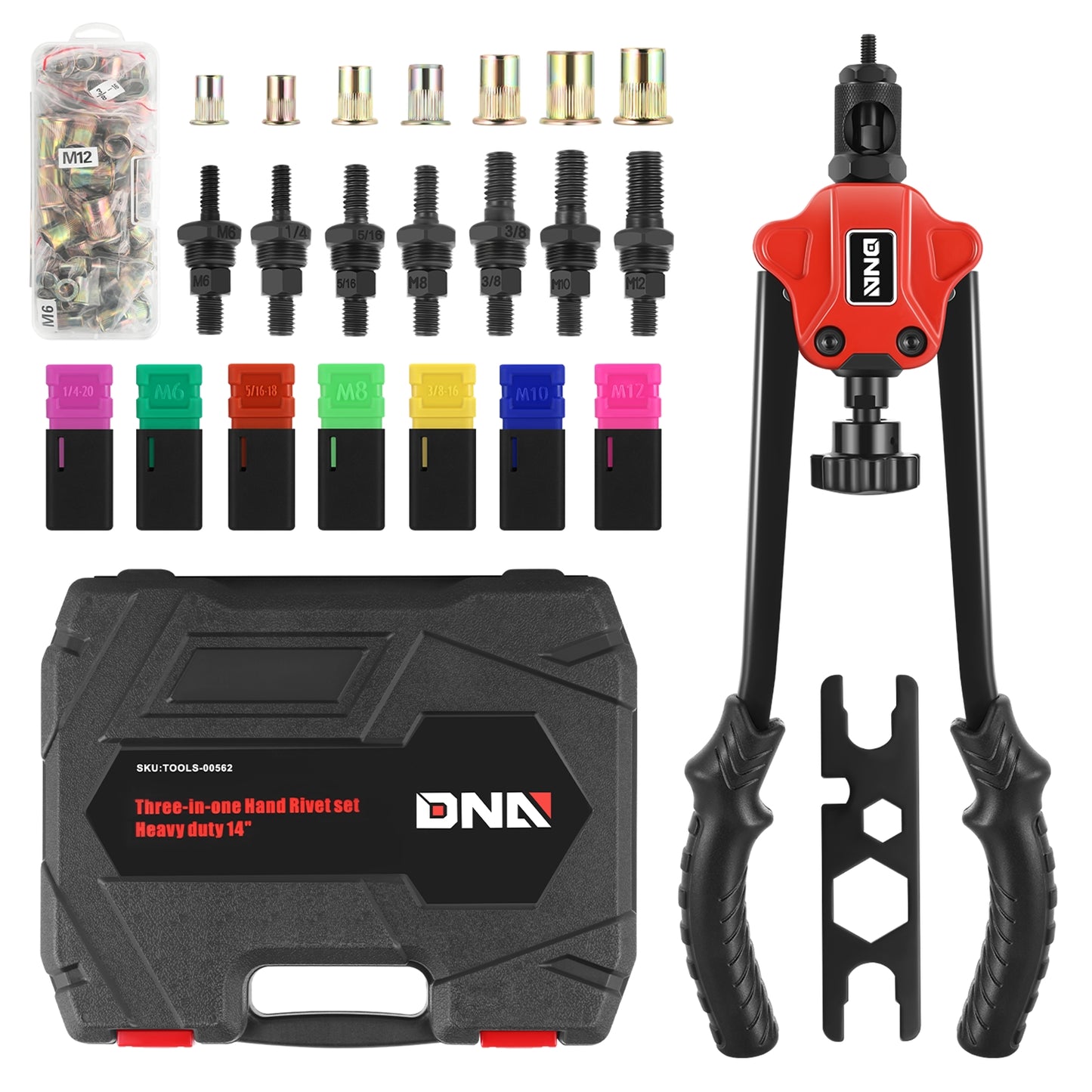 HERRAMIENTAS HAND RIVET SET - THREE-IN-ONE - HEAVY DUTY 14"