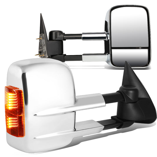 RETROVISORES EXTENDIBLES TOWING MIRROR - 99-06 CHEVY SILVERADO / GMC SIERRA - PAIR - MANUAL W/O HEATED - AMBER SIGNAL - CHROME