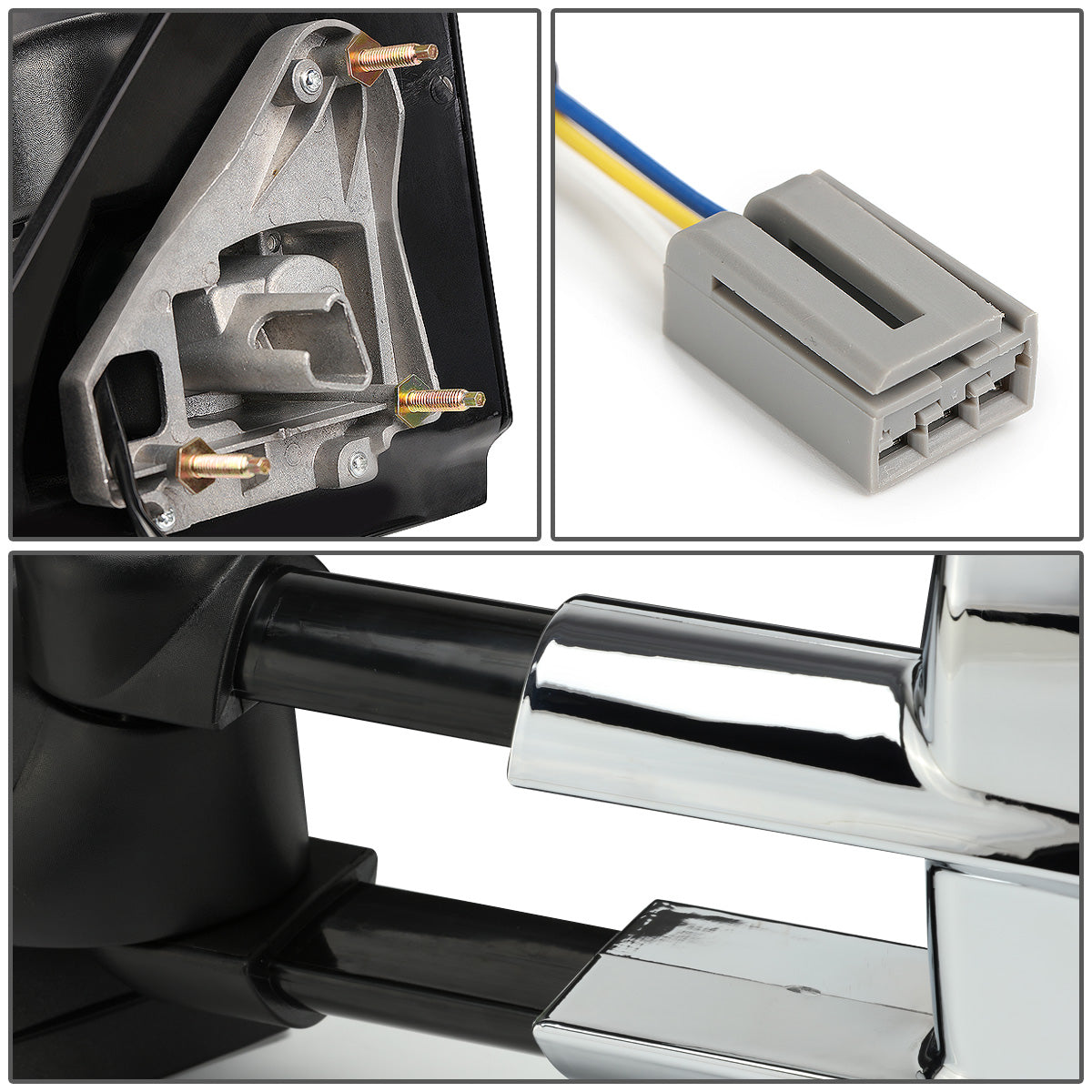 RETROVISORES EXTENDIBLES TOWING MIRROR - 97-03 FORD F-150 - PAIR - POWERED W/O HEATED - FITS STANDARD AND EXTENDED CAB ONLY, DOES NOT FIT CREW CAB - AMBER SIGNAL - CHROME