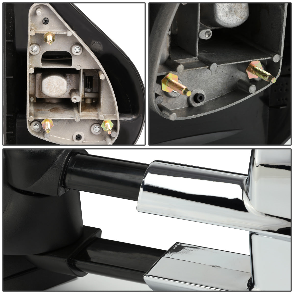 RETROVISORES EXTENDIBLES TOWING MIRROR - 07-12 CHEVY SILVERADO / GMC SIERRA - PAIR - MANUAL W/O HEATED W/O SIGNAL - CHROME