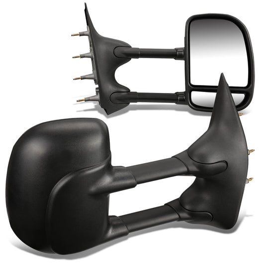 RETROVISORES EXTENDIBLES TOWING MIRROR - 03-07 FORD E-150, E-250, E-350 - PAIR - MANUAL W/O HEATED W/O SIGNAL - BLACK