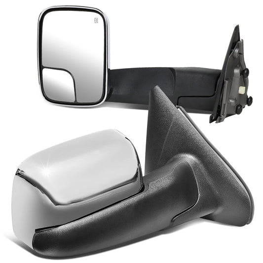 RETROVISORES EXTENDIBLES TOWING MIRROR - 02-08 DODGE RAM 1500 / 03-09 DODGE RAM 2500, 3500 - PAIR - POWERED W/ HEATED W/O SIGNAL - CHROME