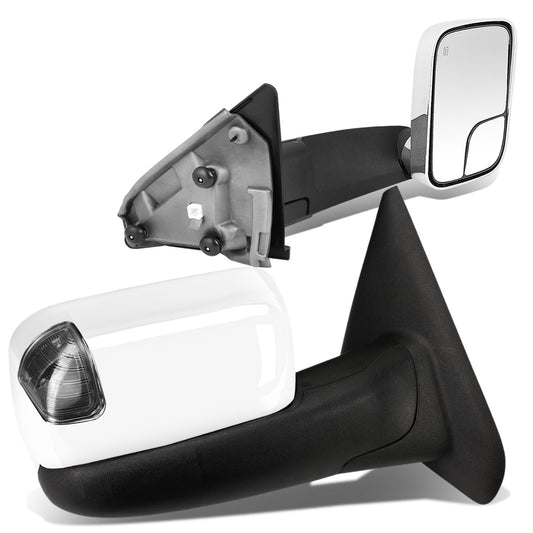 RETROVISORES EXTENDIBLES TOWING MIRROR - 02-08 DODGE RAM 1500 / 03-09 DODGE RAM 2500, 3500 - PAIR - POWERED W/ HEATED - SMOKE SIGNAL - CHROME