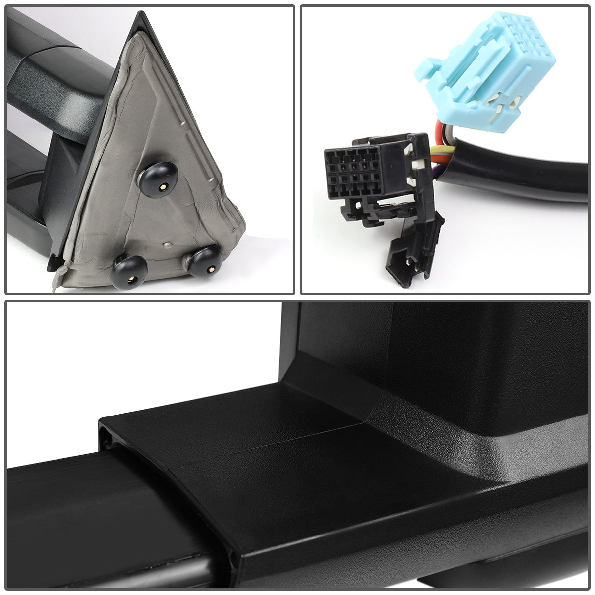 RETROVISORES EXTENDIBLES TOWING MIRROR - 03-06 CHEVY SILVERADO, GMC SIERRA, CHEVY TAHOE, CHEVY SUBURBAN, GMC YUKON, CADILLAC ESCALADE, CHEVY AVALANCHE / 2007 CHEVY SILVERADO CLASSIC, GMC SIERRA CLASSIC - PAIR - POWERED W/ HEATED - BLACK - LED AMBER SIGNAL