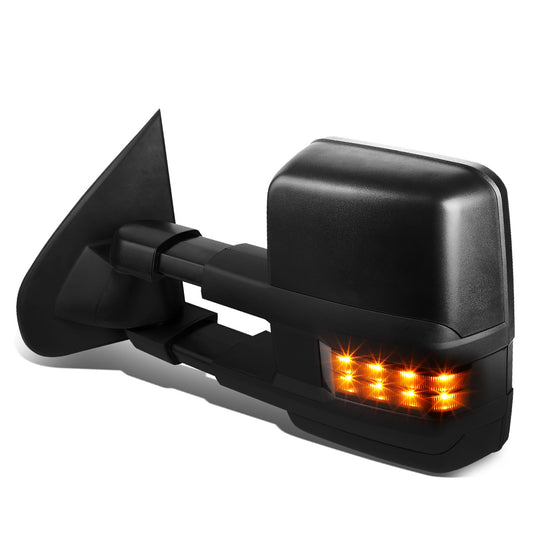RETROVISORES EXTENDIBLES TOWING MIRROR - 03-06 CHEVY SILVERADO, GMC SIERRA, CHEVY TAHOE, CHEVY SUBURBAN, GMC YUKON, CADILLAC ESCALADE, CHEVY AVALANCHE / 2007 CHEVY SILVERADO CLASSIC, GMC SIERRA CLASSIC - LEFT - POWERED W/ HEATED - LED SMOKE SIGNAL - BLACK