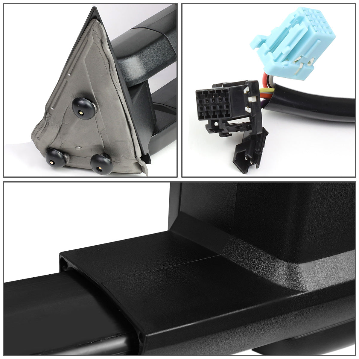 RETROVISORES EXTENDIBLES TOWING MIRROR - 03-06 CHEVY SILVERADO, GMC SIERRA, CHEVY TAHOE, CHEVY SUBURBAN, GMC YUKON, CADILLAC ESCALADE, CHEVY AVALANCHE / 2007 CHEVY SILVERADO CLASSIC, GMC SIERRA CLASSIC - LEFT - POWERED W/ HEATED - LED SMOKE SIGNAL - BLACK