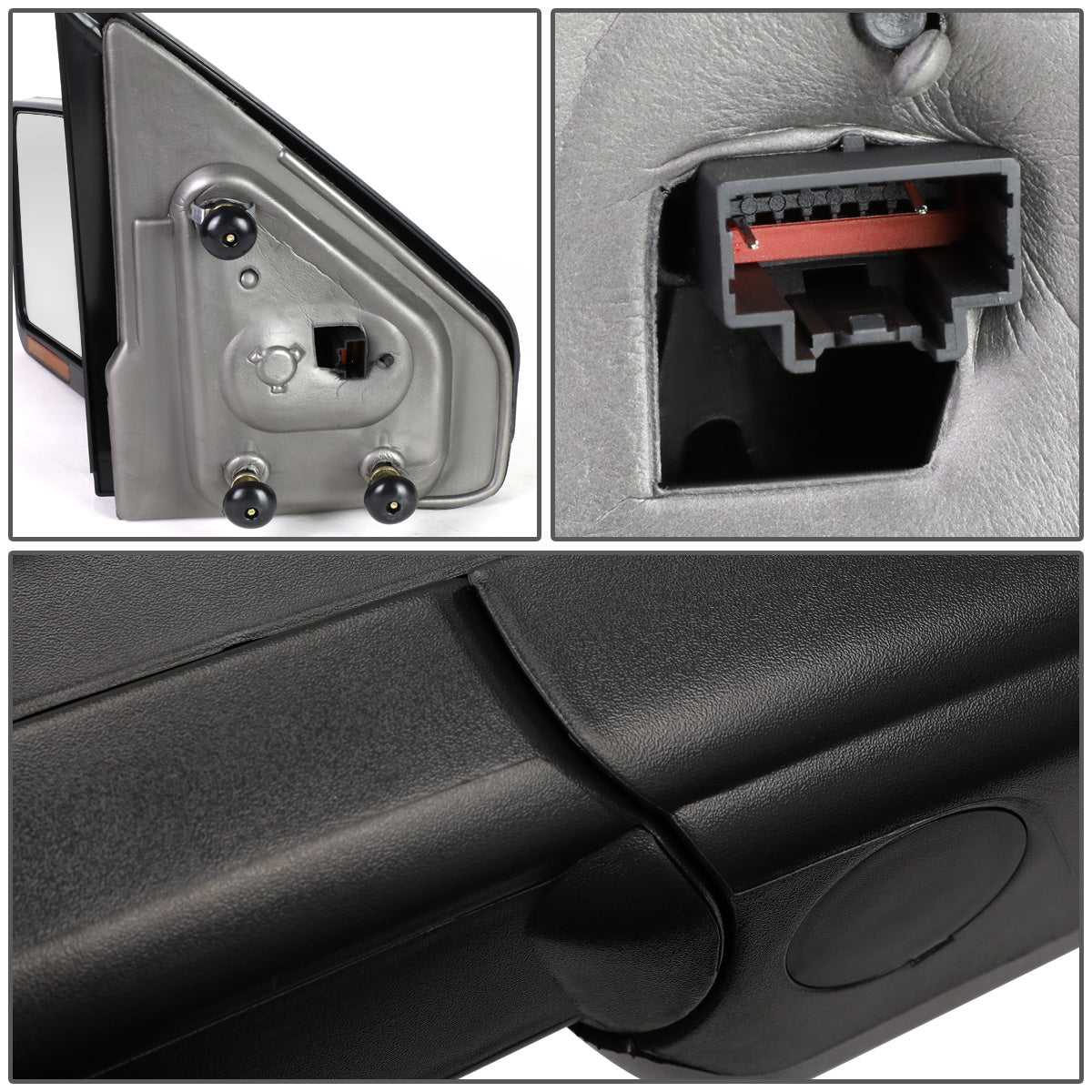 RETROVISORES EXTENDIBLES TOWING MIRROR - 04-14 FORD F-150 - LEFT - MANUAL W/O HEATED - LED AMBER SIGNAL - BLACK