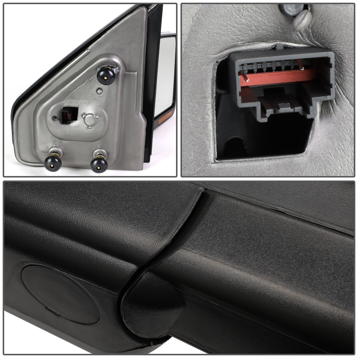 RETROVISORES EXTENDIBLES TOWING MIRROR - 04-14 FORD F-150 - RIGHT - MANUAL W/O HEATED - LED AMBER SIGNAL - BLACK