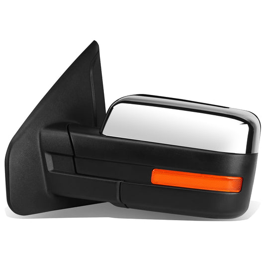 RETROVISORES EXTENDIBLES TOWING MIRROR - 04-14 FORD F-150 - LEFT - POWERED W/ HEATED - AMBER SIGNAL - CHROME