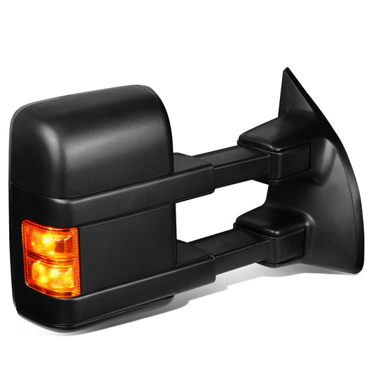 RETROVISORES EXTENDIBLES TOWING MIRROR - 08-16 FORD F-250, F-350, F-450, F-550 - SUPER DUTY - RIGHT - MANUAL W/ HEATED - LED AMBER SIGNAL - BLACK