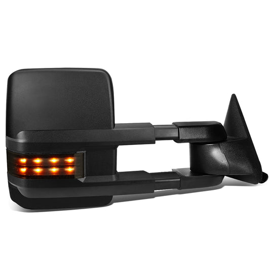 RETROVISORES EXTENDIBLES TOWING MIRROR - 88-98 CHEVY GMC C/K 1500 / 88-00 CHEVY GMC C/K 2500 / 88-02 CHEVY GMC C3500 / 88-00 CHEVY GMC K3500 / 95-99 CHEVY TAHOE / 92-99 GMC YUKON, SUBURBAN - RIGHT - POWERED - LED SMOKE SIGNAL - BLACK