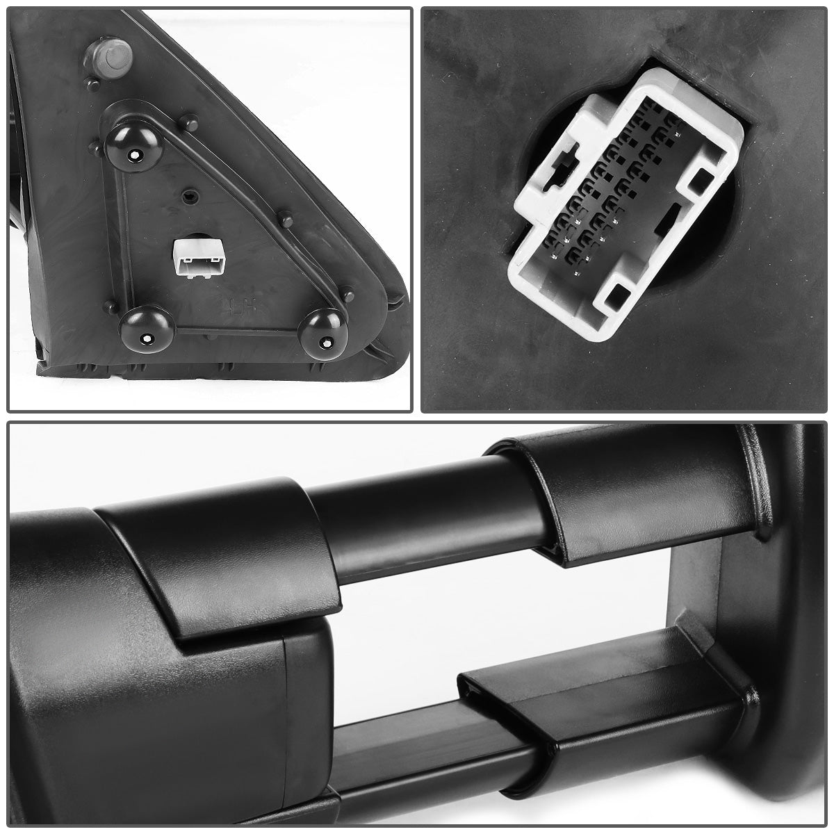 RETROVISORES EXTENDIBLES TOWING MIRROR - 07-16 TOYOTA TUNDRA - PAIR - POWERED W/ HEATED - LED AMBER SIGNAL - BLACK