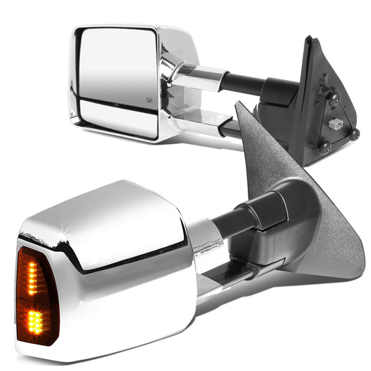 RETROVISORES EXTENDIBLES TOWING MIRROR - 07-16 TOYOTA TUNDRA - PAIR - POWERED W/ HEATED - LED SMOKE SIGNAL - CHROME