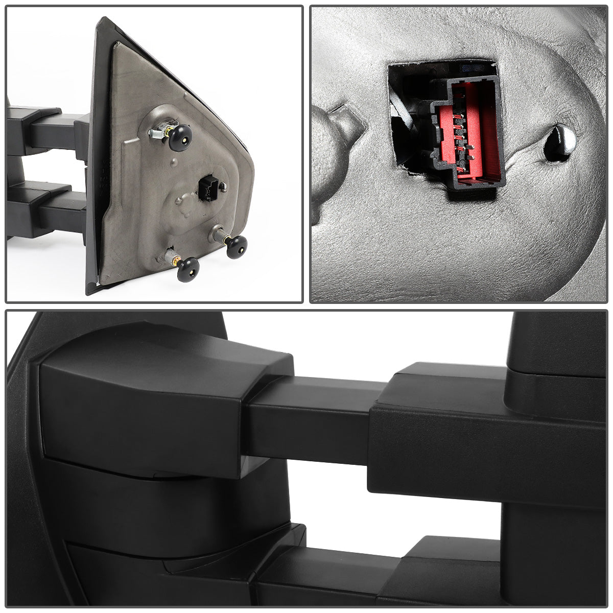 RETROVISORES EXTENDIBLES TOWING MIRROR - 04-14 FORD F-150 - PAIR - POWERED W/HEATED W/PUDDLE LIGHT - AMBER SIGNAL - BLACK