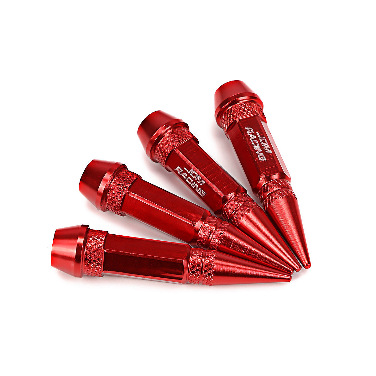 ACCESORIOS 60MM / 2.30" TALL - SPIKED - LUG NUT STYLE - RED