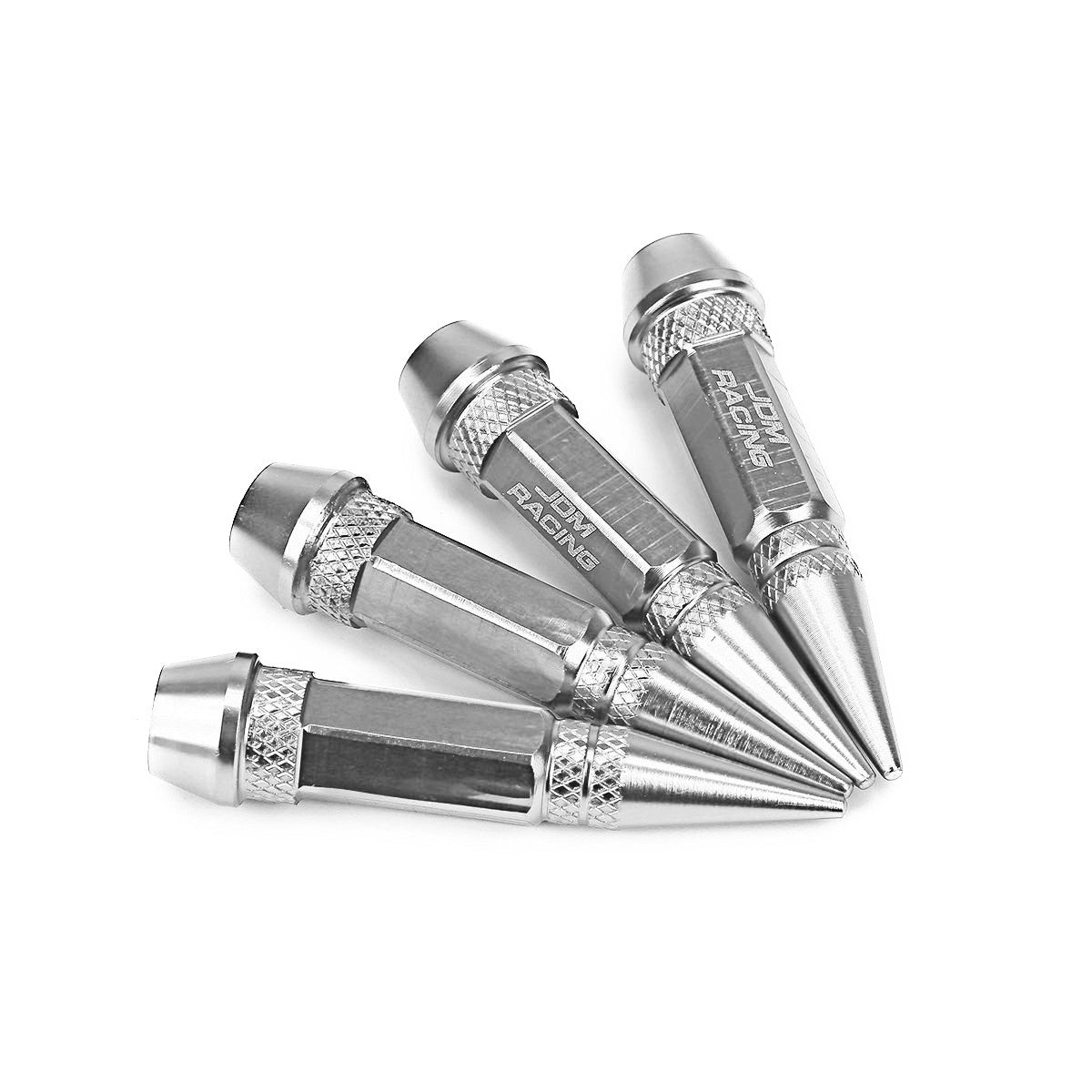 ACCESORIOS 60MM / 2.30" TALL - SPIKED - LUG NUT STYLE - SILVER