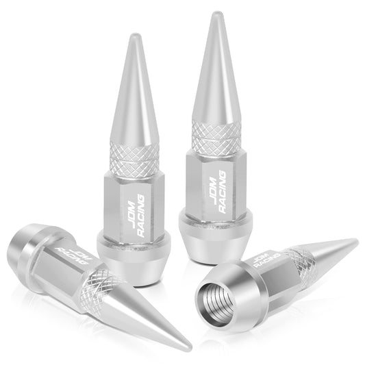 ACCESORIOS 45MM / 1.75" TALL - SPIKED - LUG NUT STYLE - SILVER
