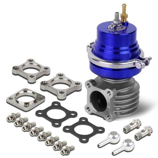 VALVULA DE ALIVIO WASTEGATE - 46MM - 4-BOLT FLANGE - V-BAND TOP - BLUE
