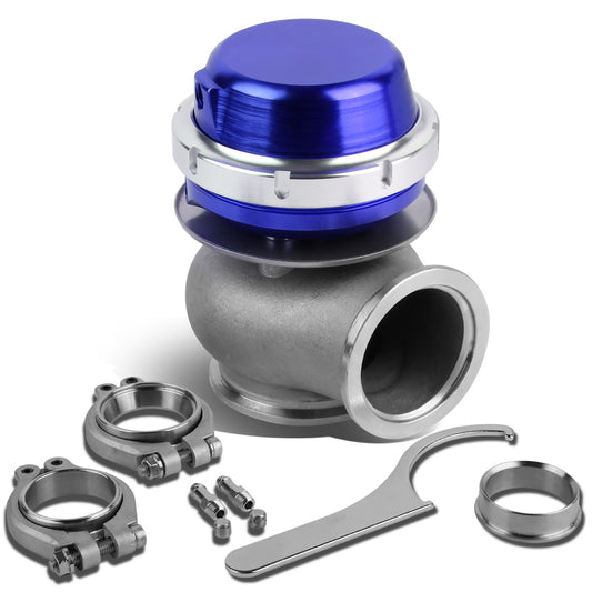 VALVULA DE ALIVIO WASTEGATE - 40MM - CAST STEEL - SHORT - V-BAND - 14PSI - BLUE