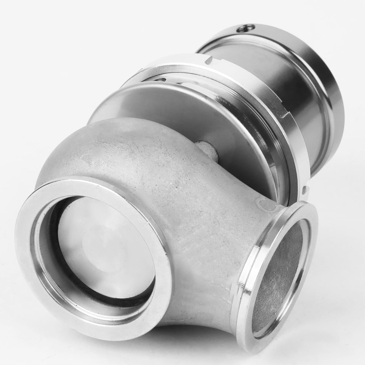 VALVULA DE ALIVIO WASTEGATE - 40MM - CAST STEEL - TALL - V-BAND - 14PSI - SILVER