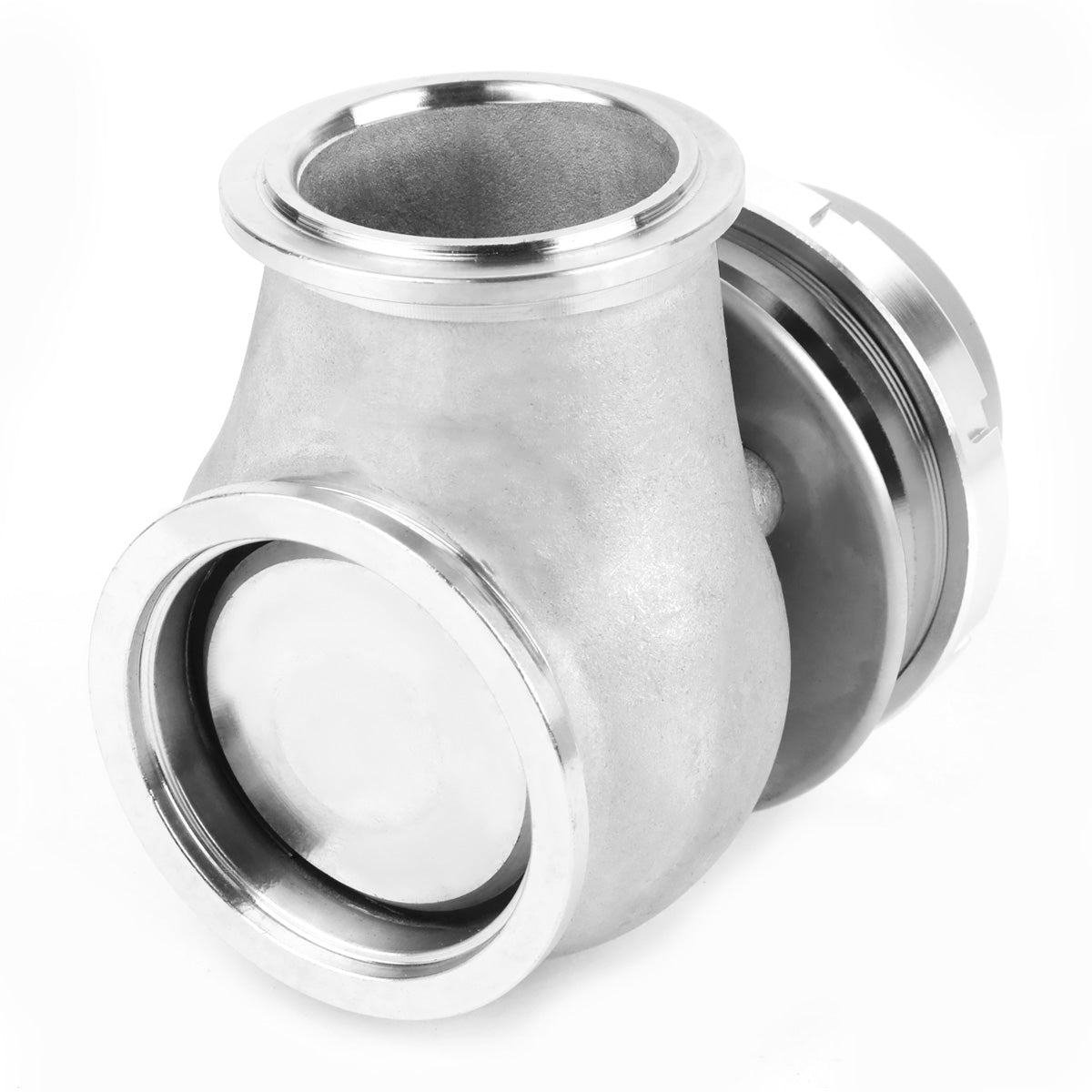 VALVULA DE ALIVIO WASTEGATE - 45MM - CAST STEEL - SHORTY - V-BAND - 14PSI - SILVER