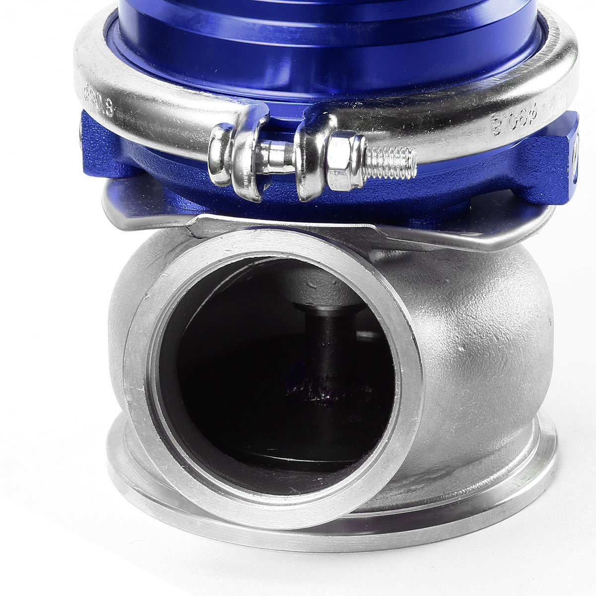 VALVULA DE ALIVIO WASTEGATE - 60MM - CAST STEEL - V-BAND - 12PSI - BLUE