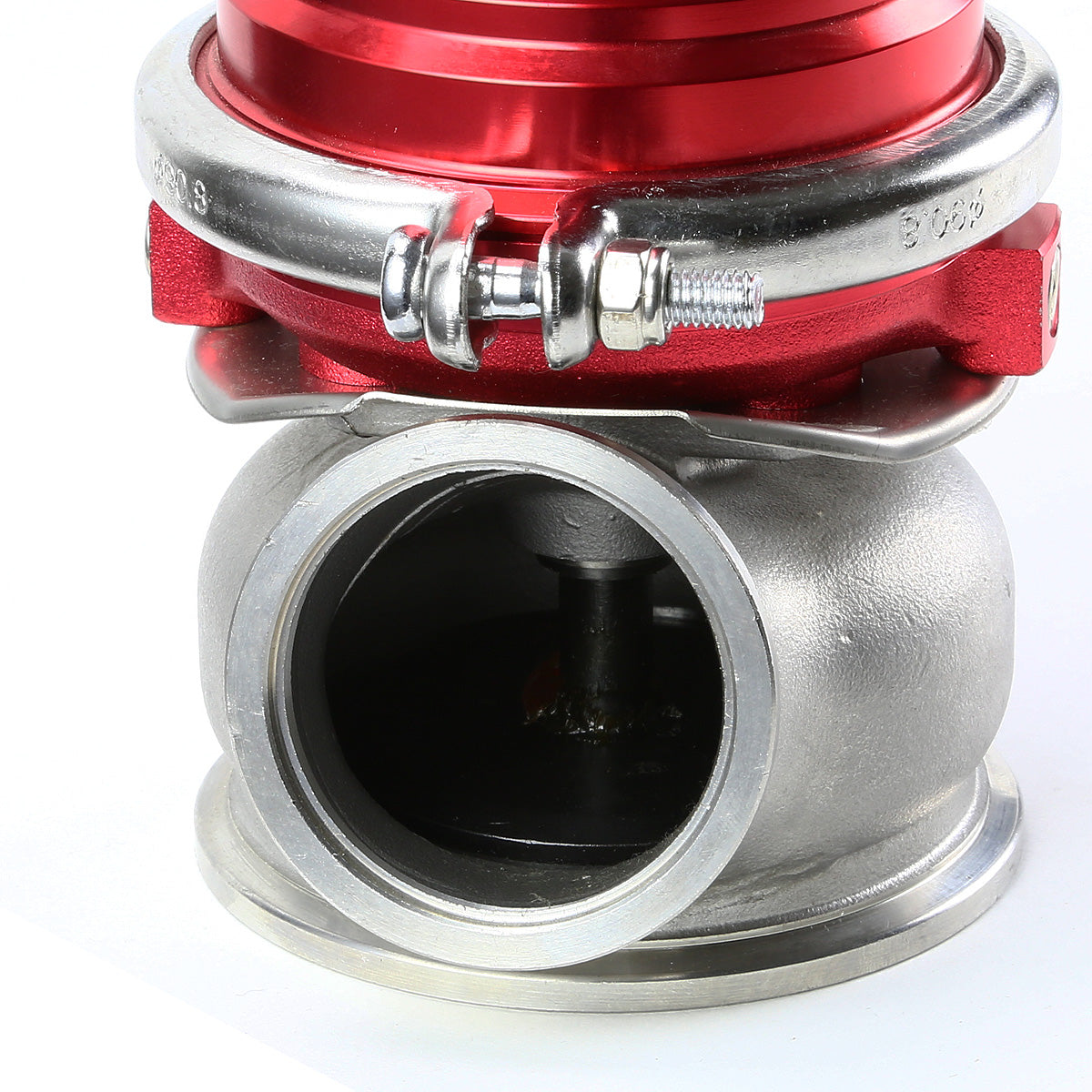 VALVULA DE ALIVIO WASTEGATE - 60MM - CAST STEEL - V-BAND - 12PSI - RED