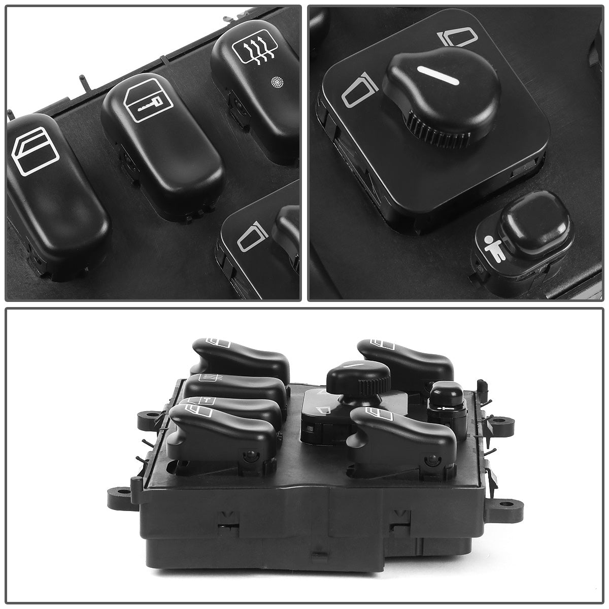 INTERRUPTOR ELEVADOR ELECTRICO 98-03 MERCEDES-BENZ ML320 / 99-01 MERCEDES-BENZ ML430 / 02-03 MERCEDES-BENZ ML500, ML55 - FRONT CENTER - BLACK