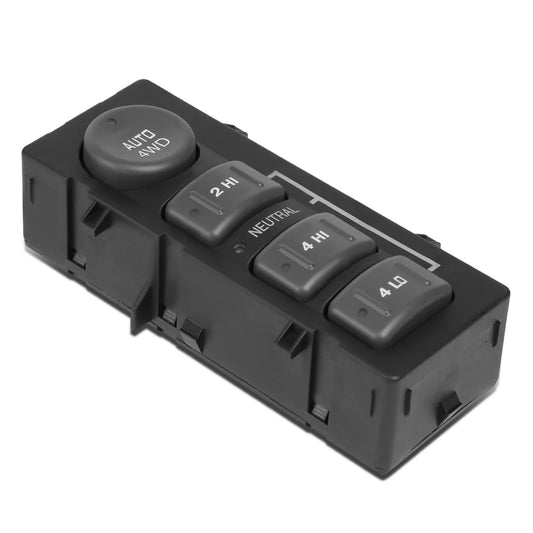 INTERRUPTOR ELEVADOR ELECTRICO TRANSFER CASE SWITCH - 2002 CADILLAC ESCALADE, CHEVY AVALANCHE 1500, 2500 / 99-02 CHEVY SILVERADO 1500, 2500, GMC SIERRA 1500, 2500 / 00-02 CHEVY SUBURBAN 1500, 2500, CHEVY TAHOE, GMC YUKON, GMC YUKON XL 1500, 2500 - BLACK