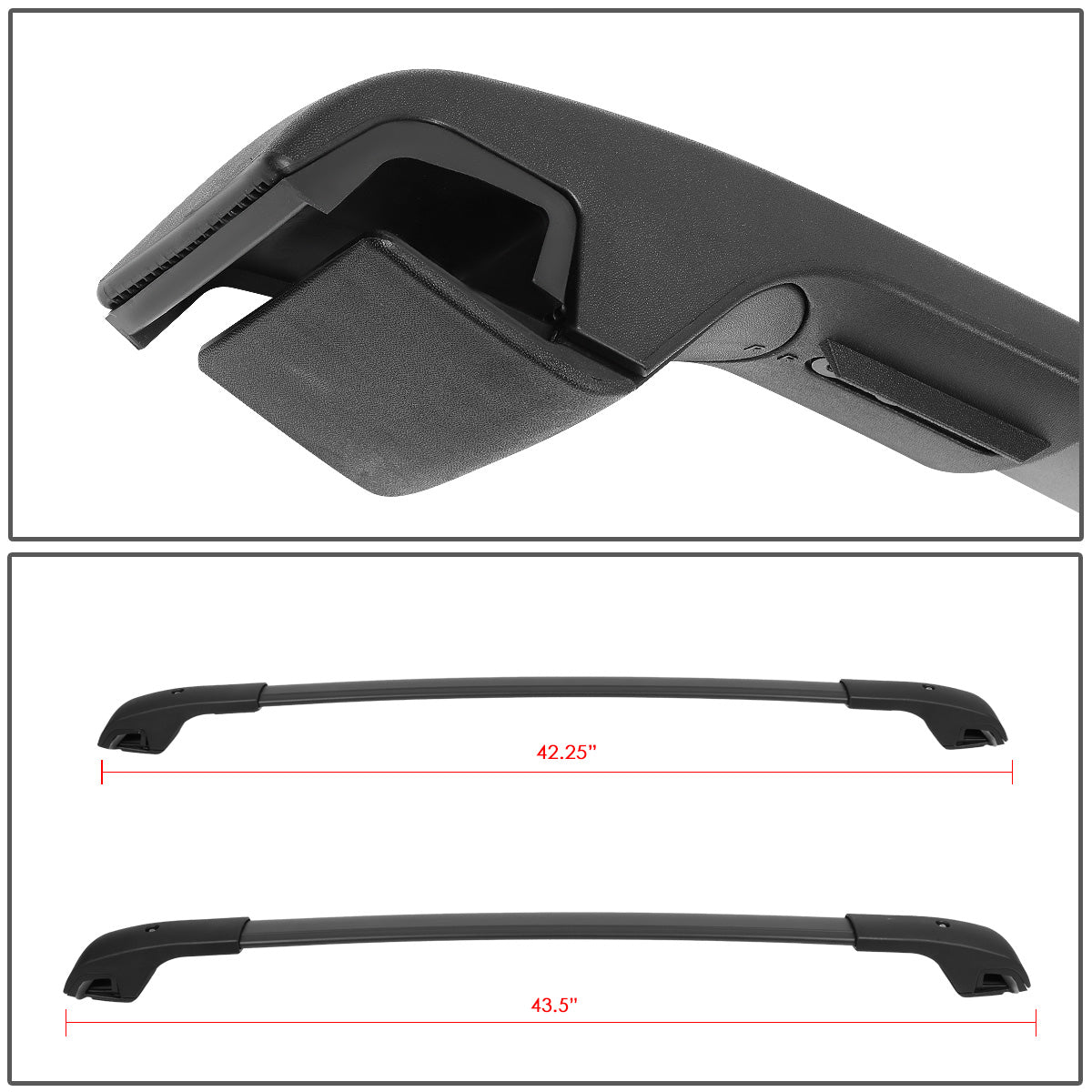 PORTAEQUIPAJE ROOF RACK CROSS BAR - 14-20 JEEP CHEROKEE - MOUNTS ONTO OEM ROOF RAILS - MATTE BLACK