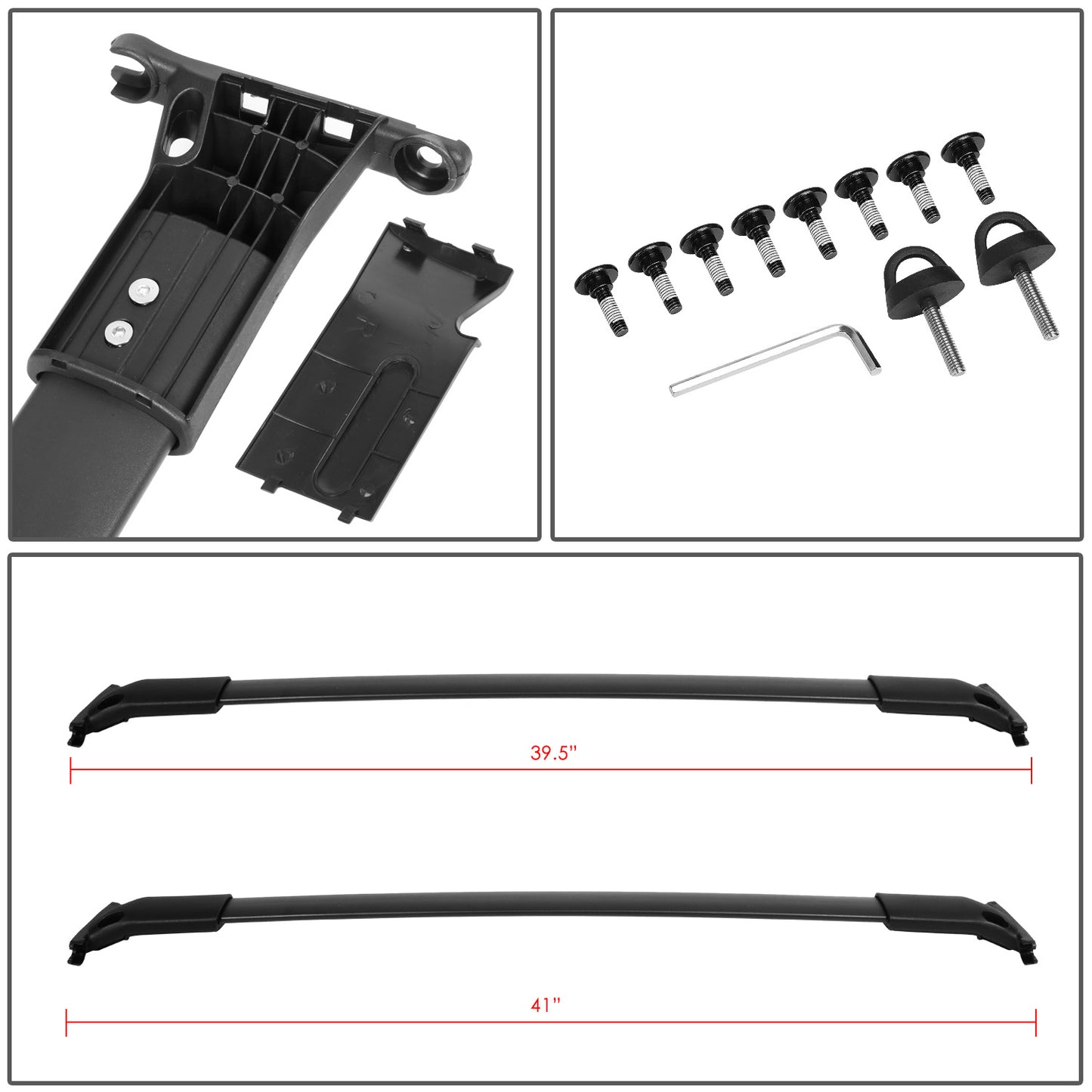 PORTAEQUIPAJE ROOF RACK CROSS BAR - 13-19 FORD ESCAPE - MOUNTS ONTO OEM ROOF RAILS - MATTE BLACK