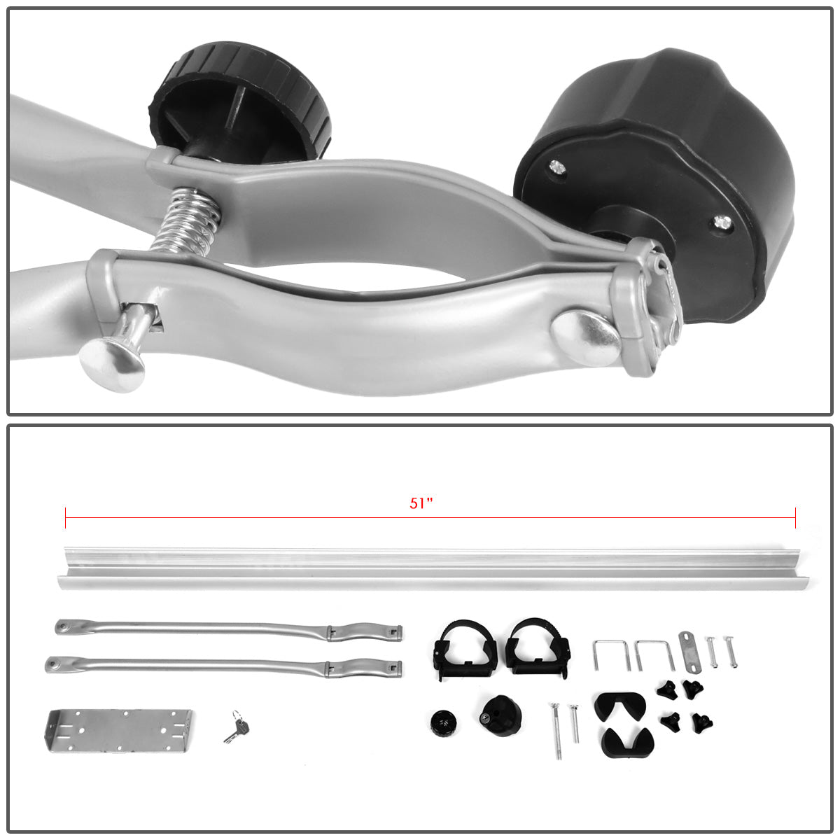 PORTAEQUIPAJE BICYCLE ROOF MOUNT RACK - UPRIGHT - W/ LOCK - GRAY