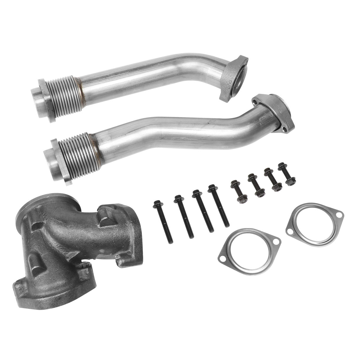 PORTAEQUIPAJE EXHAUST UP-PIPE - STAINLESS STEEL - 2003 FORD E-350 E-450 / 95-98 FORD E-350 ECONOLINE - 95-02 FORD E-350 ECONOLINE CLUB WAGON / 99-03 FORD E-350 F-250 F-350 F-450 F-550 SUPER DUTY / 00-02 FORD E-450 ECONOLINE SUPER DUTY / 1999 FORD