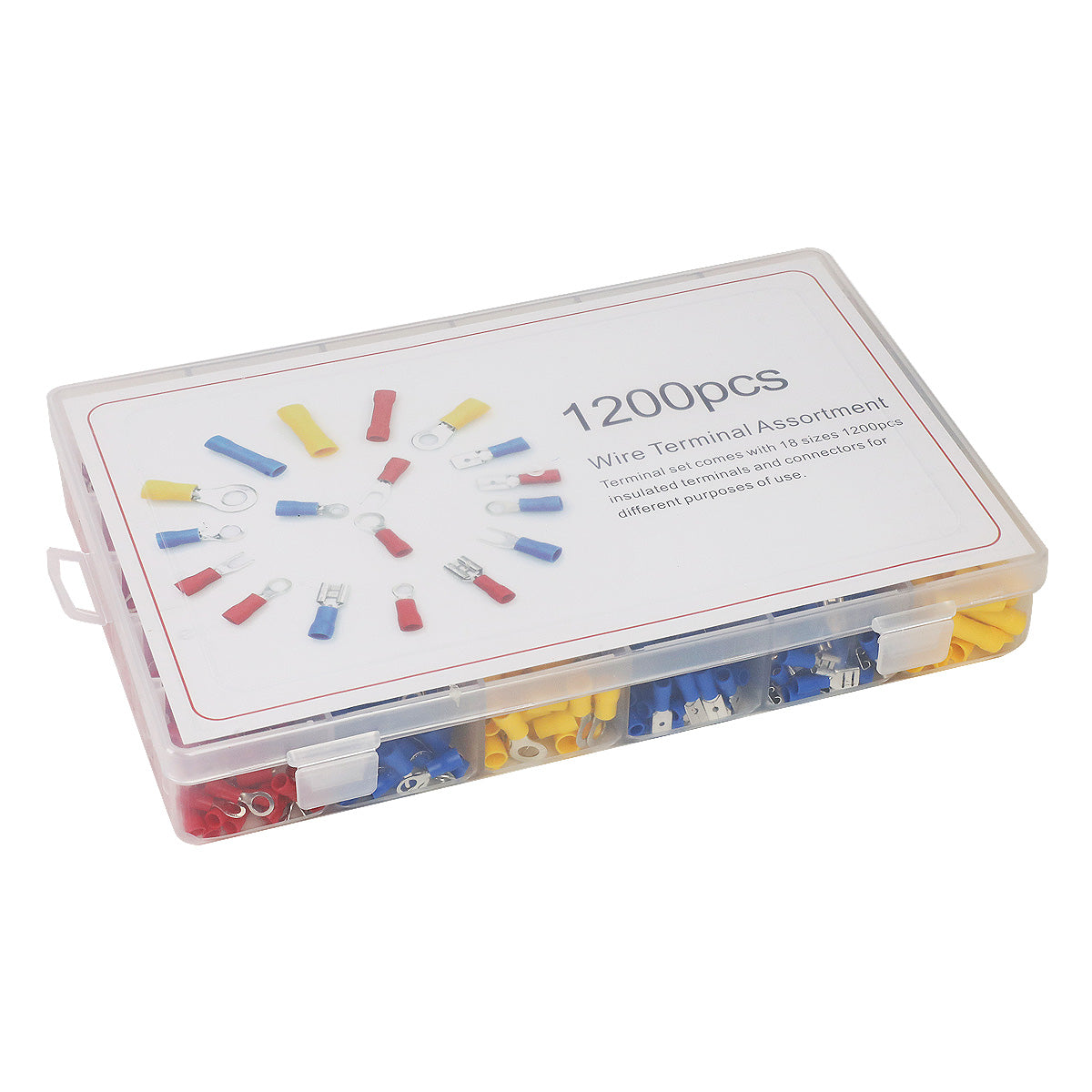 nan WIRE TERMINAL ASSORTMENT - 1200PCS - 22-16 AWG, 14-16 AWG, 10-12 AWG - BLUE, RED, YELLOW