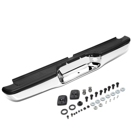 nan REAR BUMPER - 95-04 TOYOTA TACOMA - W/ LICENSE PLATE LIGHTS - W/O PARKING SENSOR HOLES - BLACK / CHROME TRIM