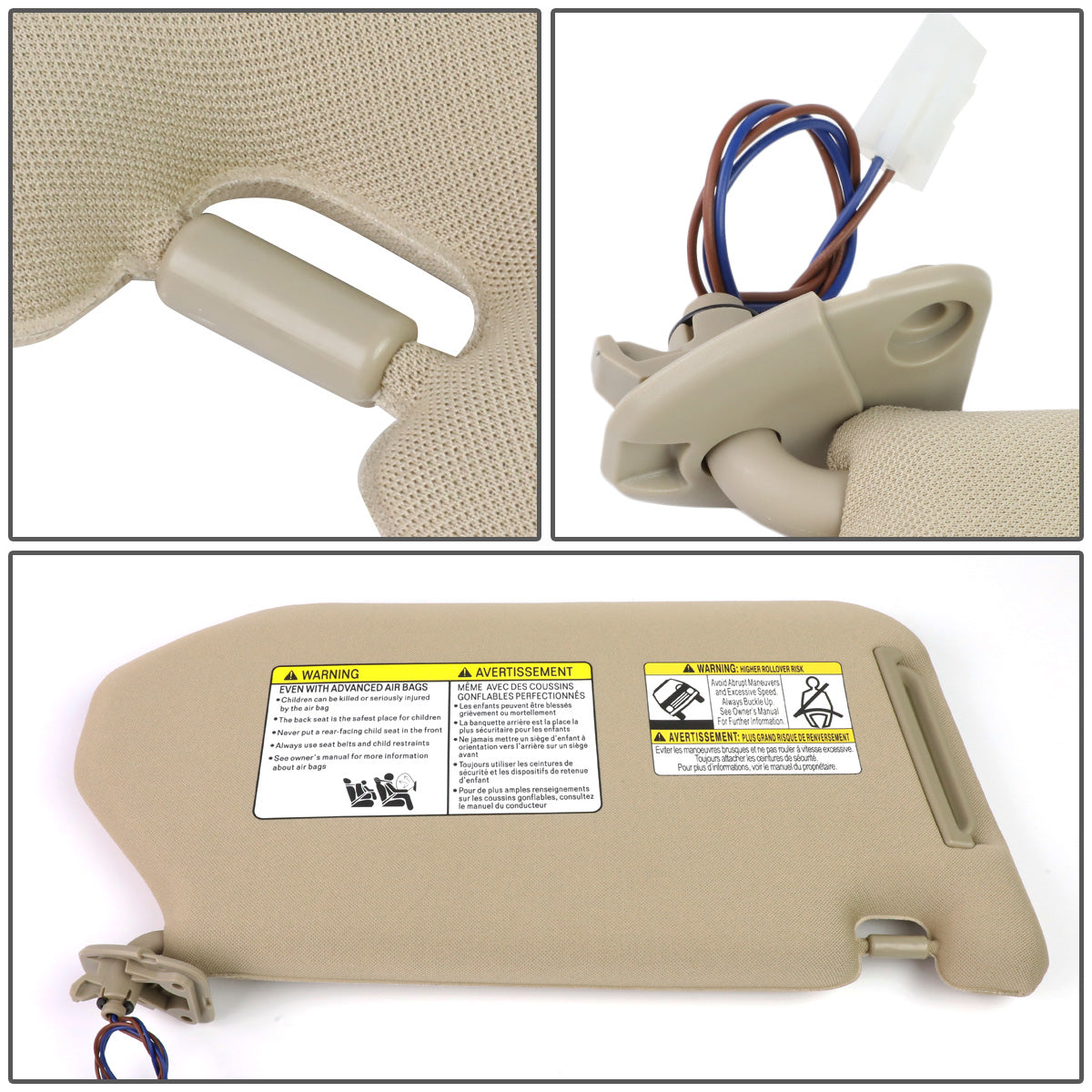 nan SUN VISOR - 13-19 NISSAN PATHFINDER / 2013 INFINITI JX35 / 14-19 INFINITI QX60 - FITS ILLUMINATED MODELS - W/ VANITY LIGHT - DRIVER SIDE - BEIGE