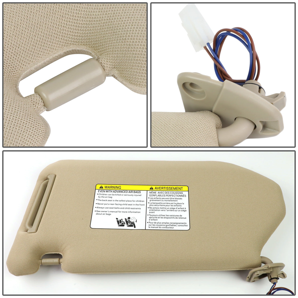 nan SUN VISOR - 13-19 NISSAN PATHFINDER / 2013 INFINITI JX35 / 14-19 INFINITI QX60 - FITS ILLUMINATED MODELS - W/ VANITY LIGHT - PASSENGER SIDE - BEIGE