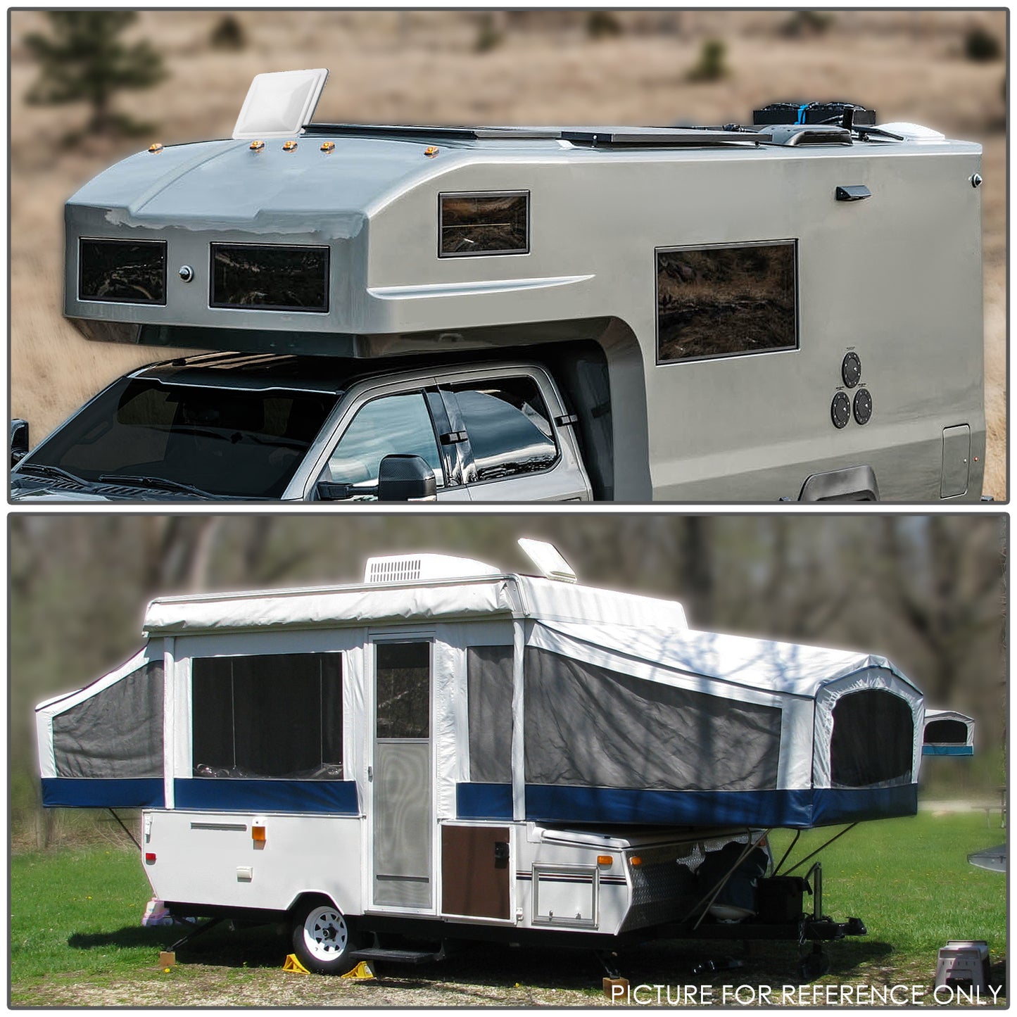 nan ROOF VENTS - RV'S WITH 14" X 14" OVERALL DIMENSION VENT LIDS (12" X 12X" INSIDE DIMENSIONS)/REUSE ORIGINAL HINGE PIN / PROP ARM - GLOSSY WHITE/SILVER