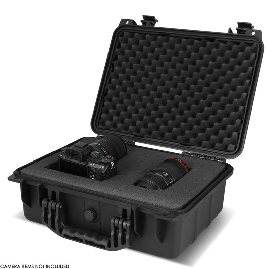 nan CARRYING CASES - 14-3/4" W X 10-1/2" X 5" - POLYPROPYLENE / RUBBER / FOAM - MATTE BLACK