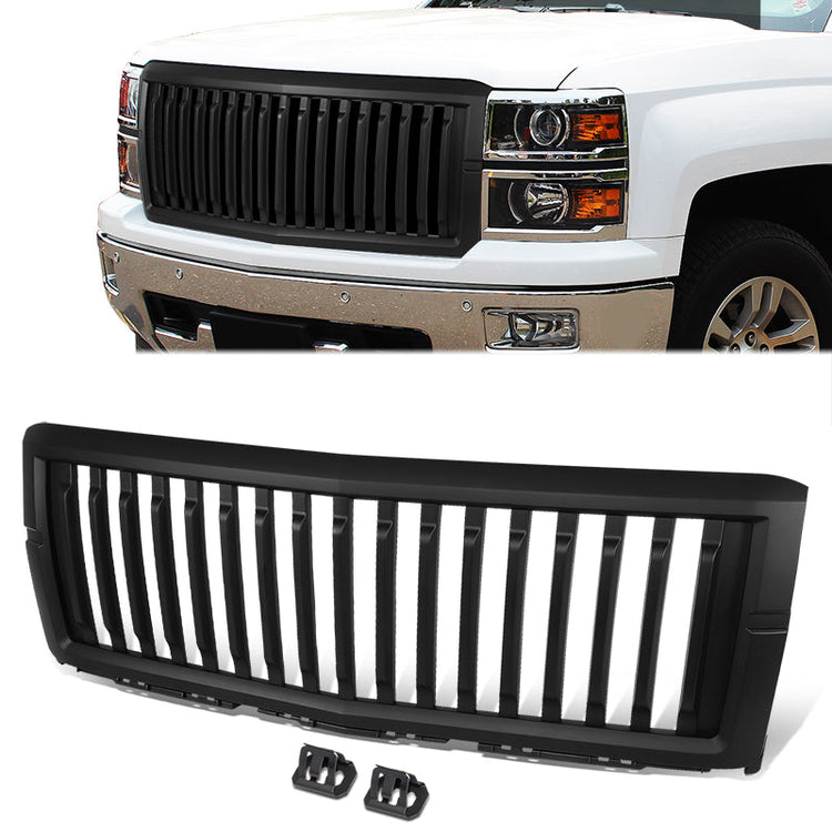 PARRILLA GRILLE - 14-18 CHEVROLET SILVERADO 1500 - BADGELESS VERTICAL SLAT - MATTE BLACK