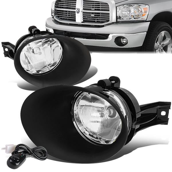 FAROS DE NIEBLA 02-08 DODGE RAM 1500 / 03-09 DODGE RAM 2500, 3500 - FITS STEEL BUMPER MODELS ONLY - WITH SWITCH, BEZEL - CHROME / CLEAR