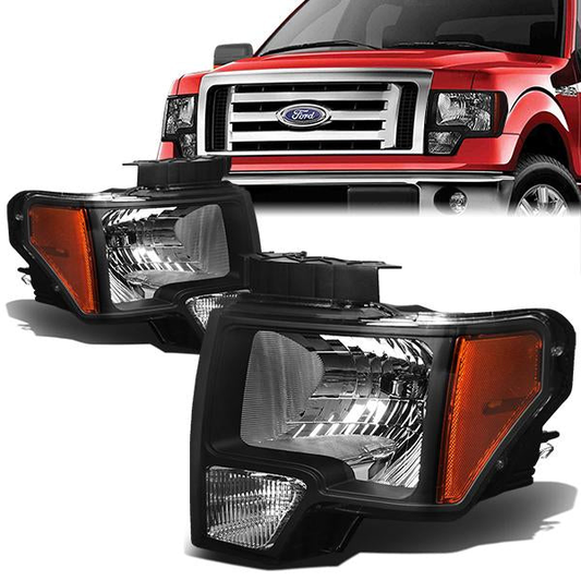 FAROS 09-14 FORD F-150 2/4-DR - FITS HALOGEN MODELS ONLY - DOES NOT FIT XENON OR HID MODEL - H13 LOW BEAM / HIGH BEAM / 3157A TURN SIGNAL - BLACK HOUSING / AMBER CORNER