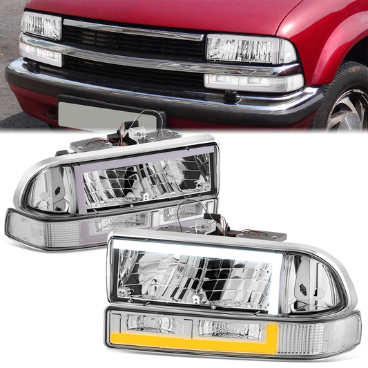 FAROS 98-04 CHEVROLET BLAZER / 98-04 CHEVROLET S10 - 194 MARKER - LED SWITCHBACK L-PATTERN LIGHT BAR - CHROME / CLEAR